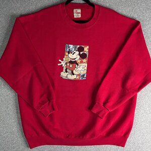 The Disney Store Mickey Mouse Red Crewneck Sweatshirt Men’s XL Vintage